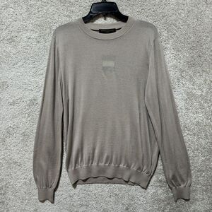 Stewart Of Scotland Sweater Men's Medium Tan Merino Wool Pullover Long Sleeve